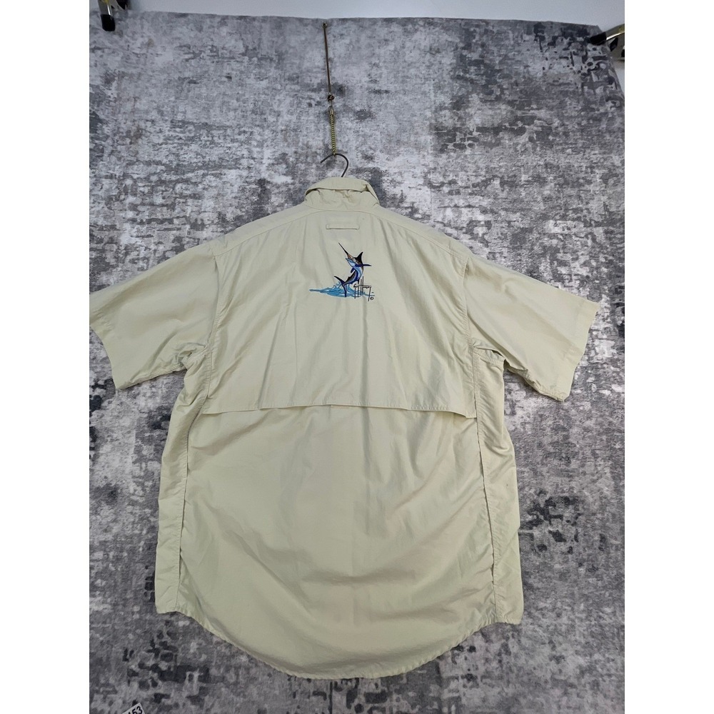 Aftco Guy Harvey Bluewater Men L Vented Fishing Shirt PFG style Tan Gorpcore - Picture 2 of 7